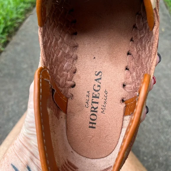 NEW! Hortegas Brown & Beige Woven Leather Huraches | Sandal | Loafer - Mens 7 👞 - Picture 10 of 10